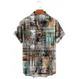 Men's Casual Lapel Printed Short Sleeve Shirt 45340140M