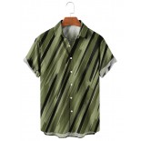 Men's Casual Lapel Striped Short Sleeve Shirt 26635255M