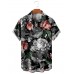 Retro Peony Flower Hawaiian Resort Style Casual Short Sleeve Shirt