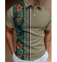 Beautiful Tropical Floral Contrast Polo Shirt