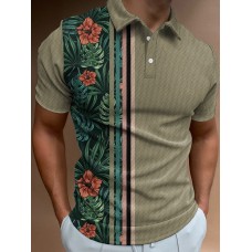 Beautiful Tropical Floral Contrast Polo Shirt