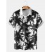 TROPICAL PALMS BLACK AND WHITE PRINT Polo Shirt