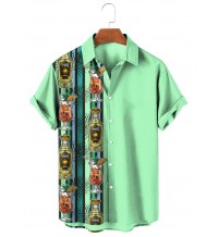 Alcoholic Bright Contrast Hawaiian Short Sleeve Shirt