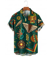 Men's Mexican Cactus Resort Style Hawaiian Short Sleeve Shirt