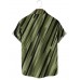 Men's Casual Lapel Striped Short Sleeve Shirt 26635255M