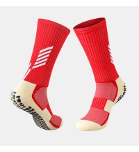 1 Pairs Men Tube Sock Nylon Stripe Contrast Colors Dispensing Non  slip Sweat  absorbing Pressure Outdoor Sports Socks Football Socks