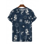 Printed Short Sleeve T-Shirt with Nautical Stencil