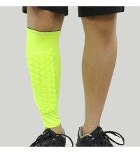 Football Anti  collision Leggings Outdoor Basketball Riding Mountaineering Ankle Protect Calf Socks Gear Protecter  Fluorescent Green Size  L