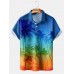 Vintage Rainbow Sunset Short Sleeve Polo Shirt