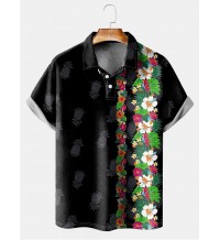 Hibiscus Pineapple Breathable Comfort Short Sleeve Polo Shirt