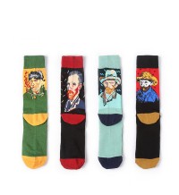 Mens Funny Cotton Breathable Non  Slip Slipper Socks Deodorization Abstract Painting Stockings