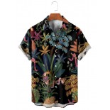 Men's Watercolor Tropical Hawaiian Short Sleeve Shirt