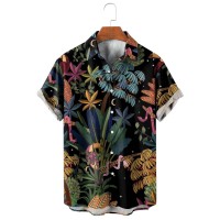 Men's Watercolor Tropical Hawaiian Short Sleeve Shirt
