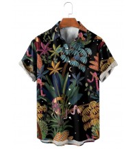 Men's Watercolor Tropical Hawaiian Short Sleeve Shirt