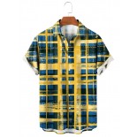 Men's Vintage British Check Casual Short Sleeve Shirt